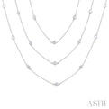 3 ctw Bezel Set Round Cut Diamond Long Station Necklace in 14K White Gold