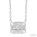 1/4 ctw Fusion Baguette and Round Cut Diamond Pendant With Chain in 14K White Gold