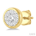1/3 ctw Medallion Lovebright Round Cut Diamond Bezel Stud Earring in 14K Yellow and White Gold