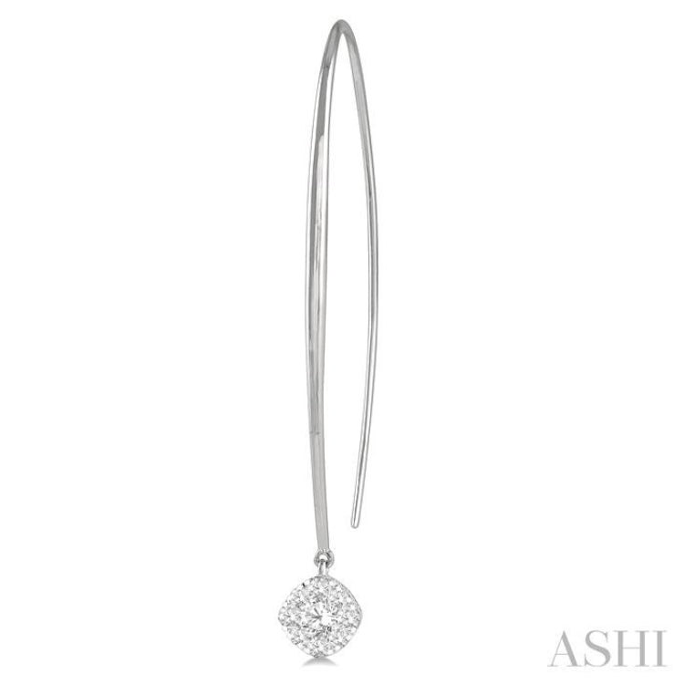 1/2 ctw Cushion Shape Lovebright Round Cut Diamond Earring in 14K White Gold