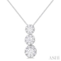 1/4 ctw Lovebright 3 stone Essential Round Cut Diamond Pendant with Chain in 14K White Gold