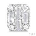 1/3 ctw Fusion Baguette and Round Cut Diamond Stud Earring in 14K White Gold