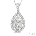 1/2 Ctw Pear Shape Diamond Lovebright Pendant in 14K White Gold with Chain