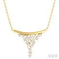 1/4 ctw Curved Bar Scatter Round Cut Diamond Fashion Necklace in 10K Yellow Gold