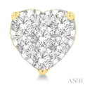 1 ctw Heart Shape Lovebright Round Cut Diamond Stud Earring in 14K Yellow and White Gold