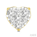 1/2 ctw Heart Shape Lovebright Round Cut Diamond Stud Earring in 14K Yellow and White Gold
