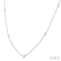 1/4 Ctw Bezel Set Round Cut Diamond Station Necklace in 14K White Gold