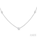 1/4 Ctw Bezel Set Round Cut Diamond Station Necklace in 14K White Gold