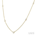 1/4 Ctw Bezel Set Round Cut Diamond Station Necklace in 14K Yellow Gold