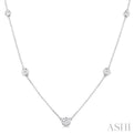 3/4 Ctw Bezel Set Round Cut Diamond Station Necklace in 14K White Gold