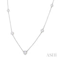 3/4 Ctw Bezel Set Round Cut Diamond Station Necklace in 14K White Gold
