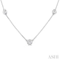 3/4 Ctw Bezel Set Round Cut Diamond Station Necklace in 14K White Gold