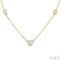 3/4 Ctw Bezel Set Round Cut Diamond Station Necklace in 14K Yellow Gold
