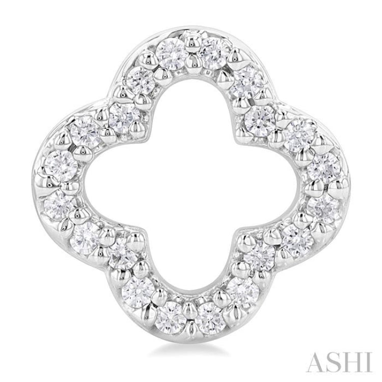 1/6 ctw Petite Clover Round Cut Diamond Fashion Stud Earring in 10K White Gold