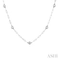 1/2 ctw Bezel Set Round Cut Diamond Paper Clip Station Necklace in 14K White Gold