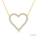 1/2 ctw Heart Pendant Round Cut Diamond Fashion Station Necklace in 10K Yellow Gold