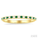 1/0 Ctw Petite 1.35 MM Emerald and Round Cut Diamond Precious Stack Band in 10K Yellow Gold