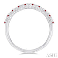 1/0 Ctw Petite 1.35 MM Ruby and Round Cut Diamond Precious Stack Band in 10K White Gold