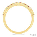 1/0 Ctw Petite 1.35 MM Ruby and Round Cut Diamond Precious Stack Band in 10K Yellow Gold