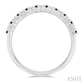 1/0 Ctw Petite 1.35 MM Sapphire and Round Cut Diamond Precious Stack Band in 10K White Gold