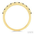 1/0 Ctw Petite 1.35 MM Sapphire and Round Cut Diamond Precious Stack Band in 10K Yellow Gold