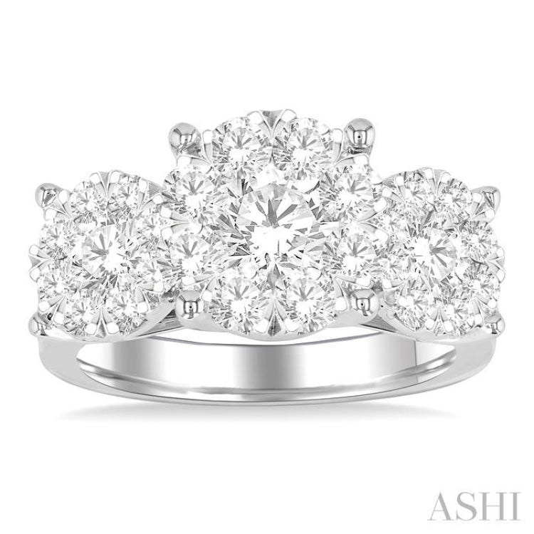 2 1/2 Ctw Lovebright Round Cut Diamond Ring in 14K White Gold