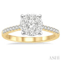3/4 Ctw Round Cut Lovebright Diamond Ring in 14K Yellow and White Gold