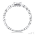 1/4 ctw Fusion Baguette and Round Cut Diamond Cuban Link Fashion Ring in 14K White Gold