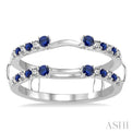 1/5 ctw Round Cut Diamond and 2MM & 1.5MM Sapphire Precious Insert Ring in 14K White Gold
