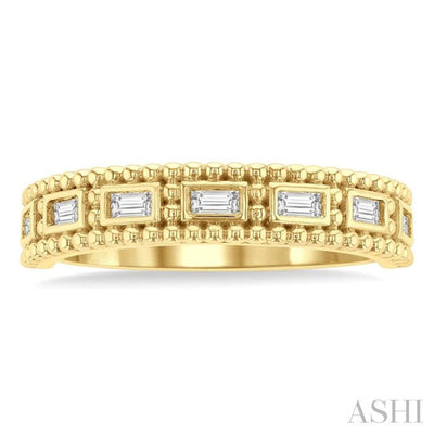 1/5 ctw Ball Bead Designing Baguette Cut Diamond Fashion Band in 14K Yellow Gold