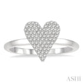 1/4 ctw Heart Shape Pave Set Round Cut Diamond Fashion Ring in 10K White Gold