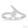 1/4 ctw Open End Oval Mount Lovebright Round Cut Diamond Ladies Ring in 14K White Gold