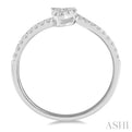 1/4 ctw Open End Oval Mount Lovebright Round Cut Diamond Ladies Ring in 14K White Gold