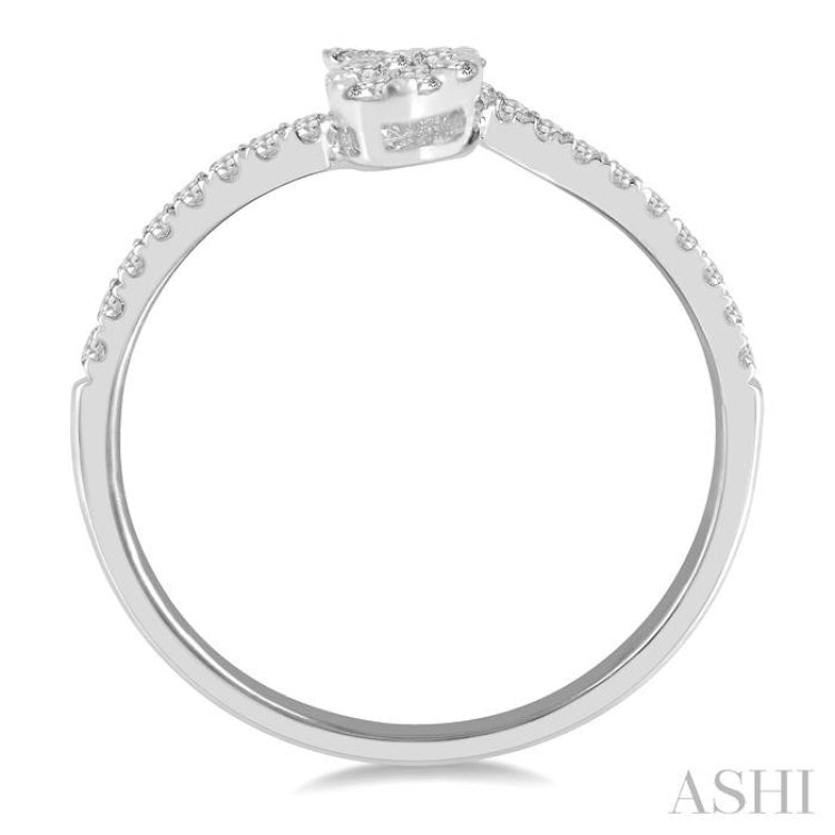 1/4 ctw Open End Oval Mount Lovebright Round Cut Diamond Ladies Ring in 14K White Gold