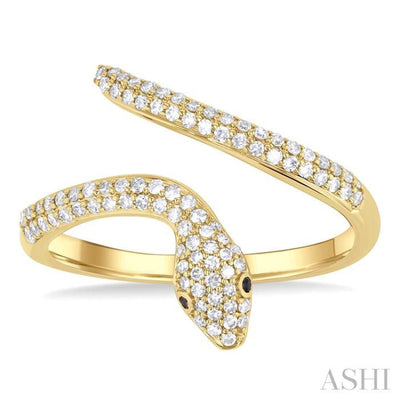 1/3 ctw Petite Serpent Round Cut Diamond Open Center Fashion Ring in 10K Yellow Gold