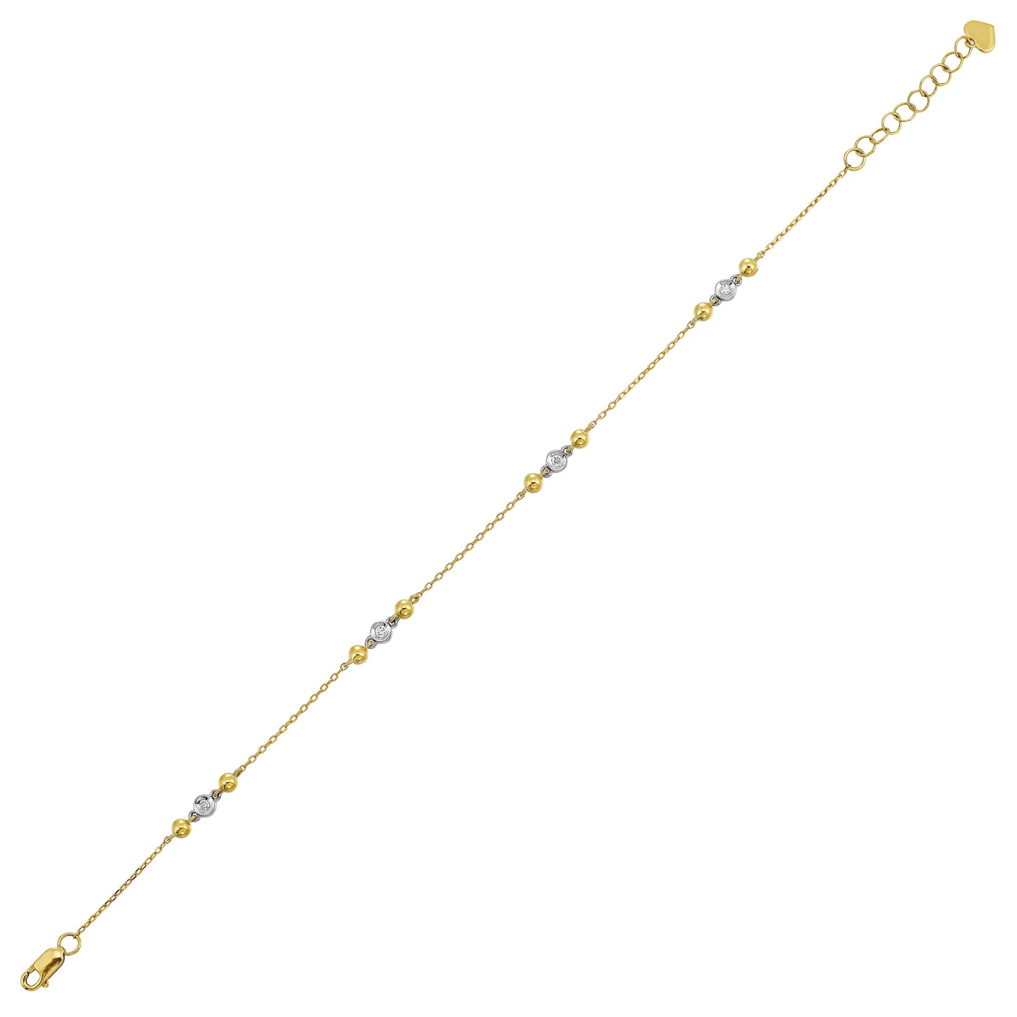 14Kt White Yellow Gold Diamond 1/10Ctw Bracelet