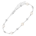 14Kt White Gold Diamond 1/5Ctw & Pearl 1Ctw Bracelet
