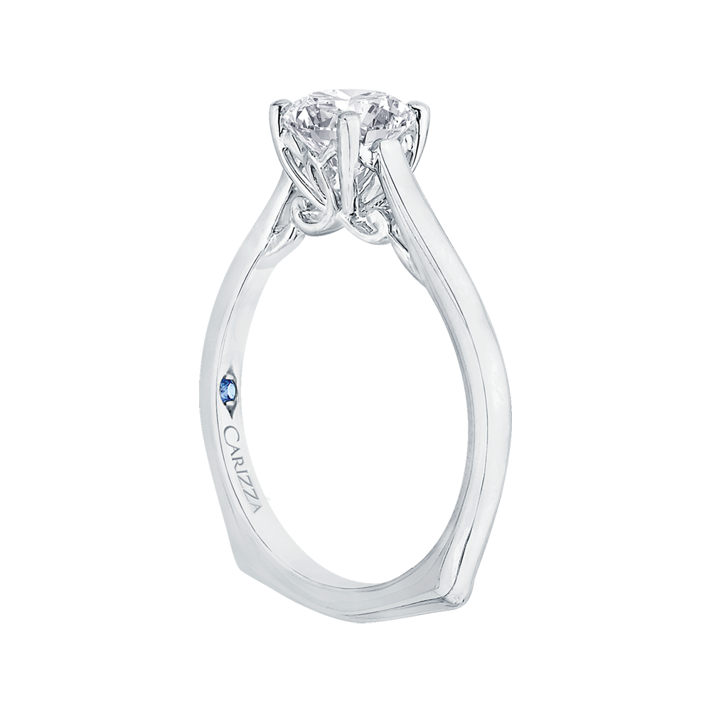 14K White Gold Round Cut Diamond Solitaire Engagement Ring (Semi-Mount)
