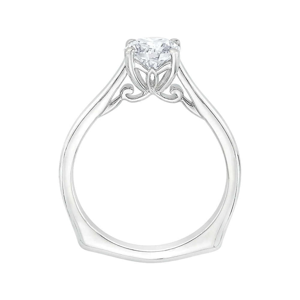 14K White Gold Round Cut Diamond Solitaire Engagement Ring (Semi-Mount)