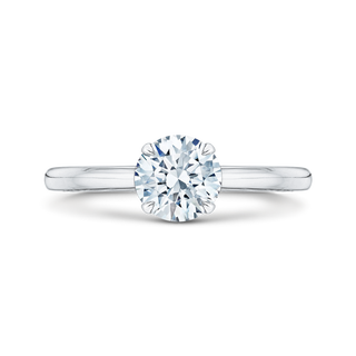 14K White Gold Round Cut Diamond Solitaire Engagement Ring (Semi-Mount)