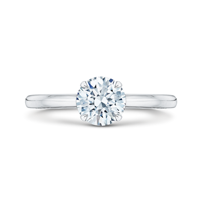 14K White Gold Round Cut Diamond Solitaire Engagement Ring (Semi-Mount)
