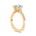 14K Yellow Gold Round Cut Diamond Solitaire with Accents Engagement Ring (Semi-Mount)