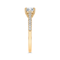 14K Yellow Gold Round Cut Diamond Solitaire with Accents Engagement Ring (Semi-Mount)