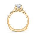 14K Yellow Gold Round Cut Diamond Solitaire with Accents Engagement Ring (Semi-Mount)