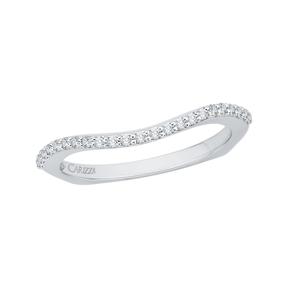 Euro shank Diamond Half Eternity Wedding Band in 14K White Gold