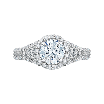 Split Shank Diamond Halo Engagement Ring in 14K White Gold (Semi-Mount)