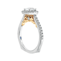 14K Two-Tone Gold Round Cut Diamond Halo Engagement Ring (Semi-Mount)