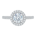 14K Two-Tone Gold Round Cut Diamond Halo Engagement Ring (Semi-Mount)