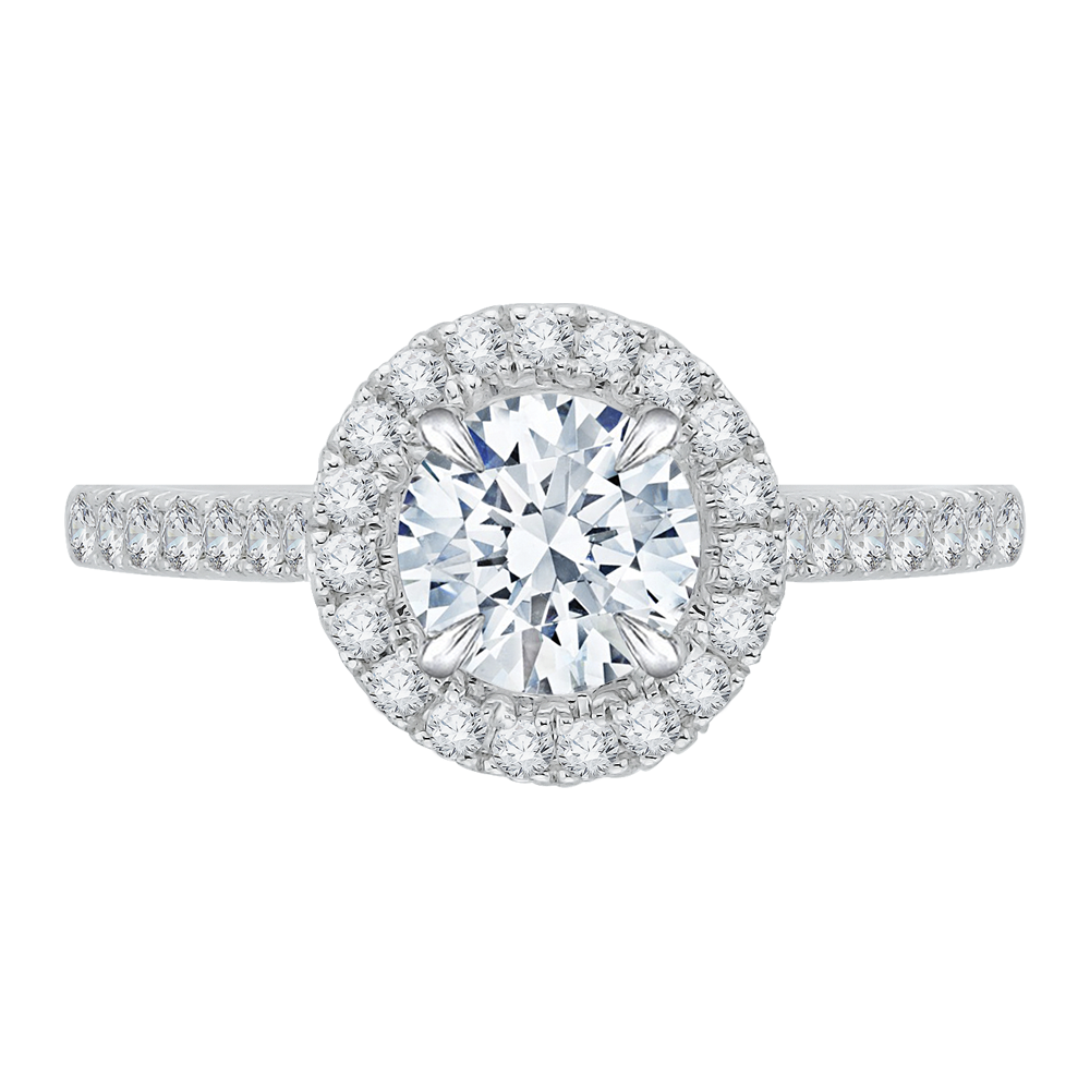 14K Two-Tone Gold Round Cut Diamond Halo Engagement Ring (Semi-Mount)