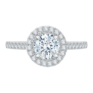 14K Two-Tone Gold Round Cut Diamond Halo Engagement Ring (Semi-Mount)